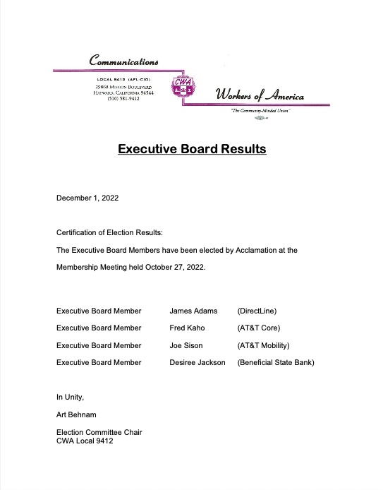 Executive Board Election Results